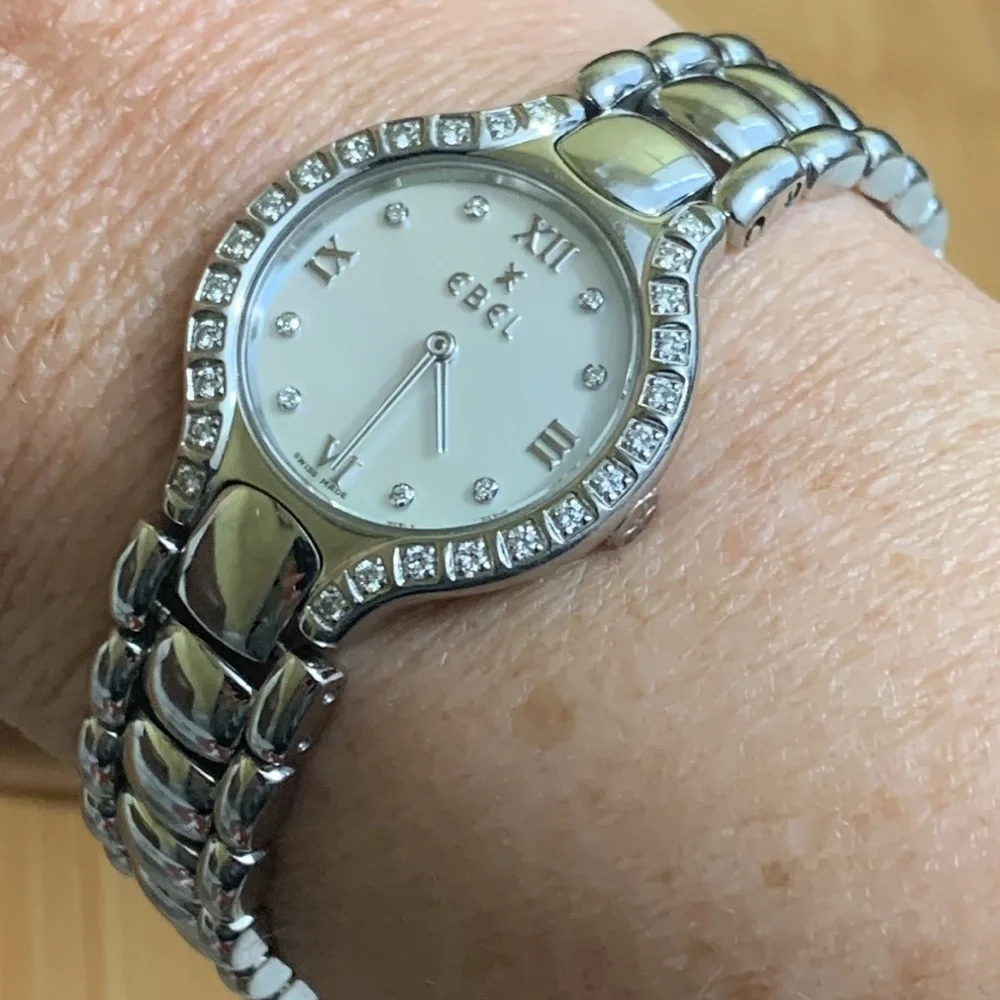 Ebel Beluga Diamond Quartz 26mm Steel .70 CW Glossy Stainless Steel Watch +Case